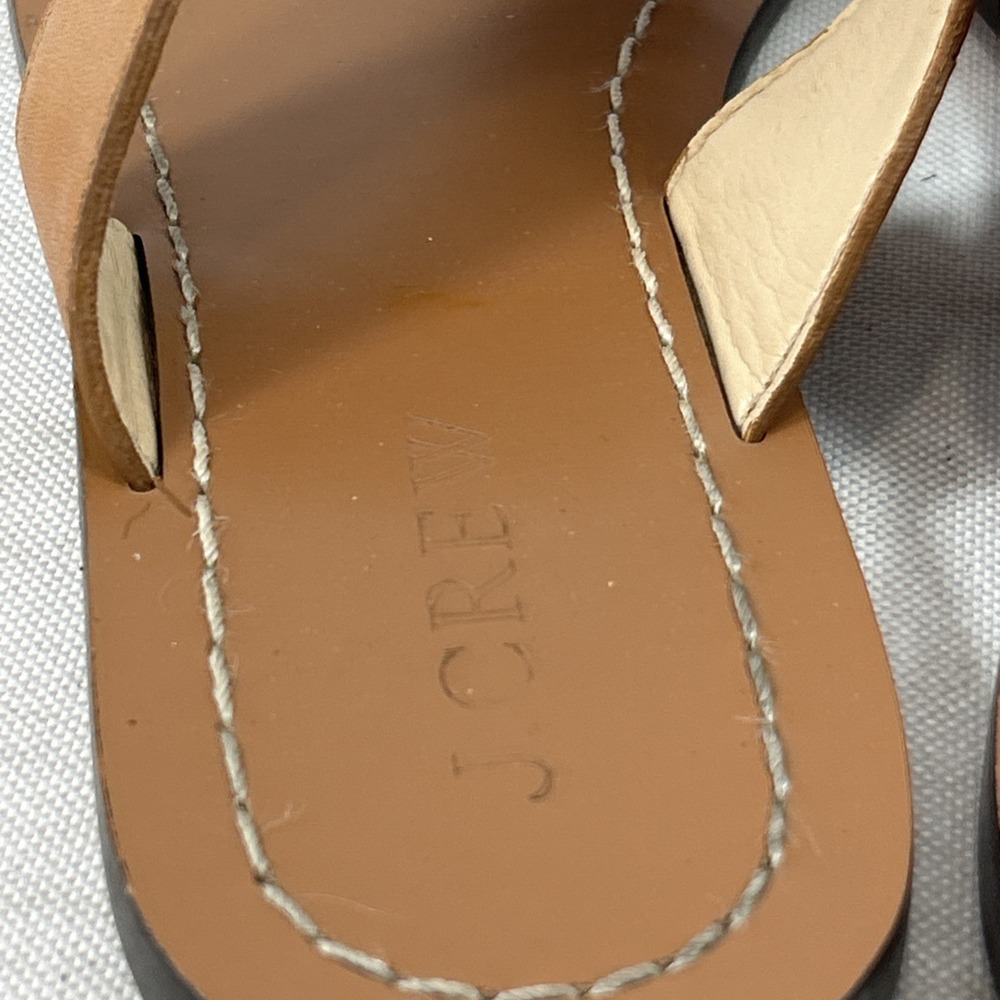 J. Crew Thong Sandals Women's Size 6 Genuine Leather Brown Tan Slides - Picture 11 of 14